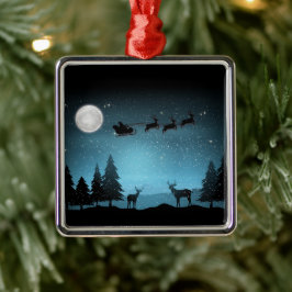 Liebliche Reindeer At Night Ornament Aus Metall