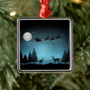 Liebliche Reindeer At Night Ornament Aus Metall