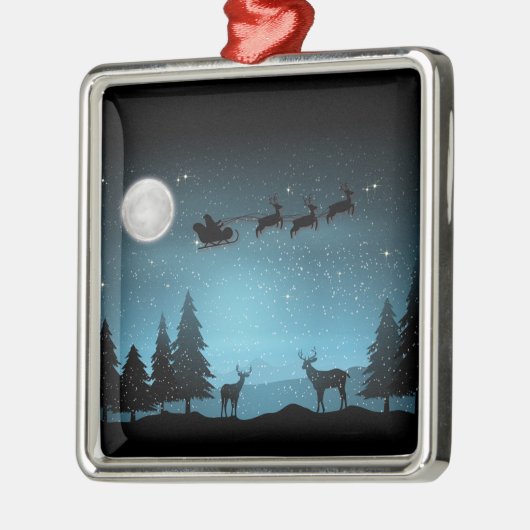 Liebliche Reindeer At Night Ornament Aus Metall (Links)