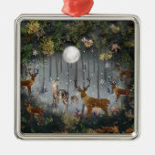 Liebliche Reindeer At Night Ornament Aus Metall (Vorne)