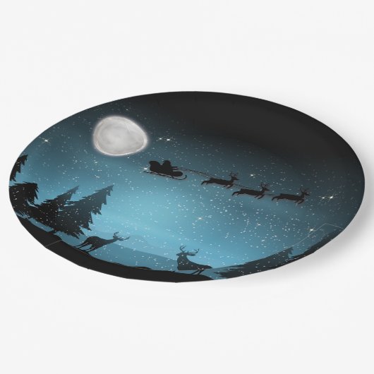 Liebliche Reindeer At Night Pappteller (Schrägansicht)