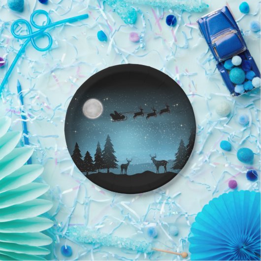 Liebliche Reindeer At Night Pappteller (Party)