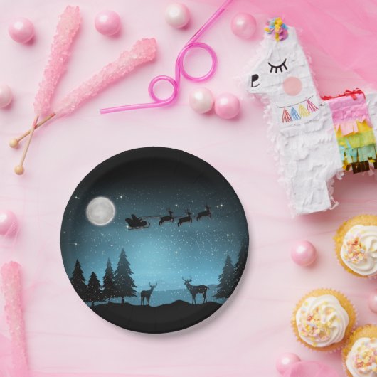 Liebliche Reindeer At Night Pappteller (Party)