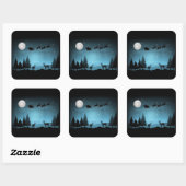 Liebliche Reindeer At Night Quadratischer Aufkleber (Blatt)