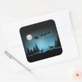 Liebliche Reindeer At Night Quadratischer Aufkleber (Umschlag)