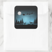 Liebliche Reindeer At Night Quadratischer Aufkleber (Tasche)