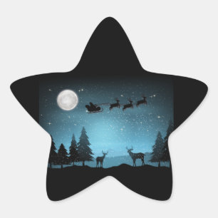 Liebliche Reindeer At Night Stern-Aufkleber