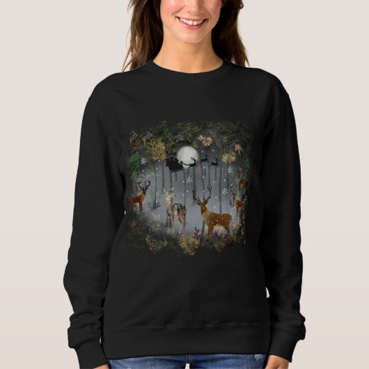 Liebliche Reindeer At Night Sweatshirt (Vorderseite)