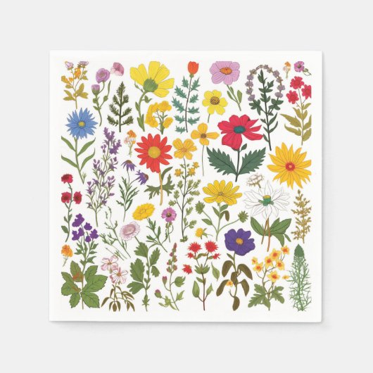 Liebliche Retro-Wildblumen der 60er Jahre, Serviette (Vorderseite)