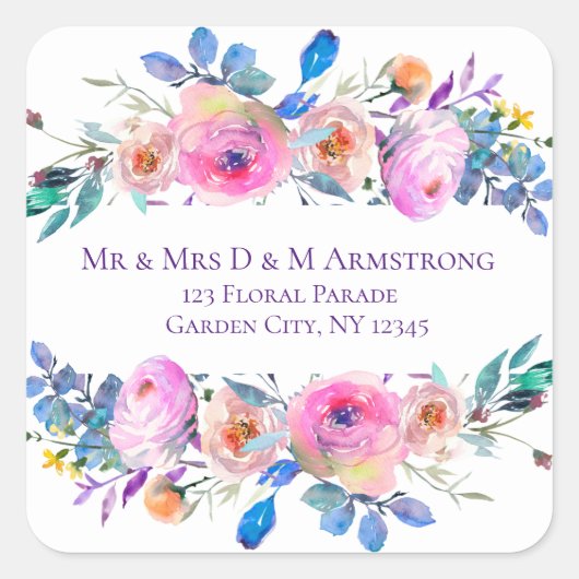 Liebliche romantische Farbe pinkfarbenes Wasser Quadratischer Aufkleber (Vorderseite)