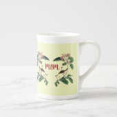 Liebliche Rosa Buds und Vogel auf Zweigen für Mama Porzellantasse (Rechts)