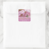 Liebliche Rosa Kirschblüte Frühling Hochzeitsaufkl Quadratischer Aufkleber (Tasche)
