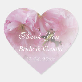 Liebliche rosa Kirschblüte Frühlingsfrühling Hochz Herz-Aufkleber