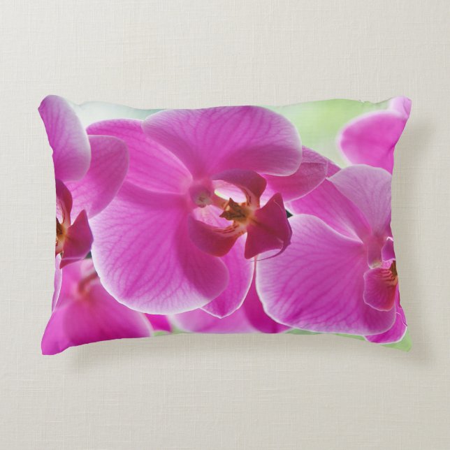 Liebliche rosa Orchideen Dekokissen (Vorderseite)