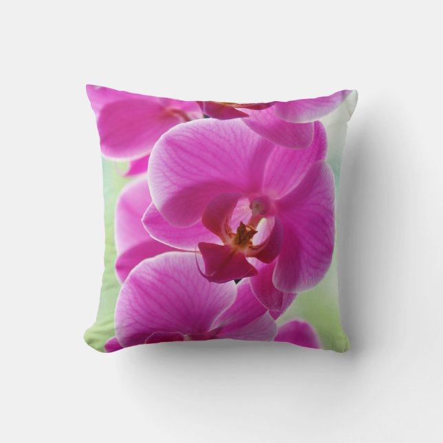 Liebliche rosa Orchideen Kissen (Vorderseite)