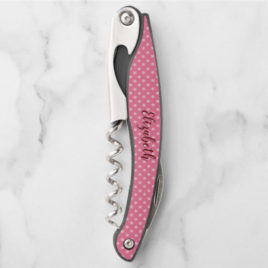 Liebliche rosa Polka-Punkte Kellnermesser (Vorderseite)