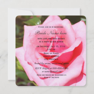 Liebliche rosa Rosa Blume, süße Herzen Brautparty Einladung