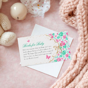 Liebliche rosa Rosenblume goldene Schleife Baby-Ei Begleitkarte