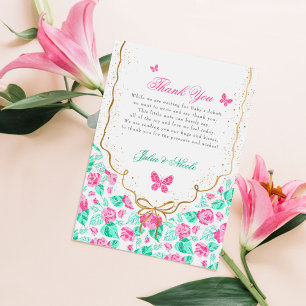 Liebliche rosa Rosenblume goldene Schleife Baby-Ei Einladung