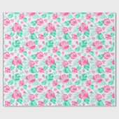 Liebliche rosa Rosenblume goldene Schleife Baby-Ei Geschenkpapier (Flach)