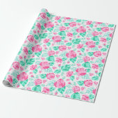 Liebliche rosa Rosenblume goldene Schleife Baby-Ei Geschenkpapier (Ungerollt)
