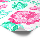 Liebliche rosa Rosenblume goldene Schleife Baby-Pa Poster (Ecke)