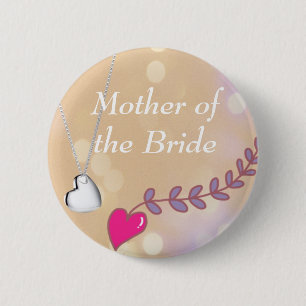 Liebliche rosa und silberne Herz Mutter der Braut Button