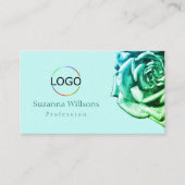 Liebliche Rose auf Schlichtem Aquamarinem Weiß mit Visitenkarte (Vorderseite)