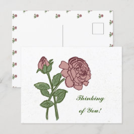 Liebliche Rose Blumenmuster Denken Sie an Sie! Postkarte