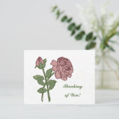 Liebliche Rose Blumenmuster Denken Sie an Sie! Postkarte (Stehend Vorderseite)