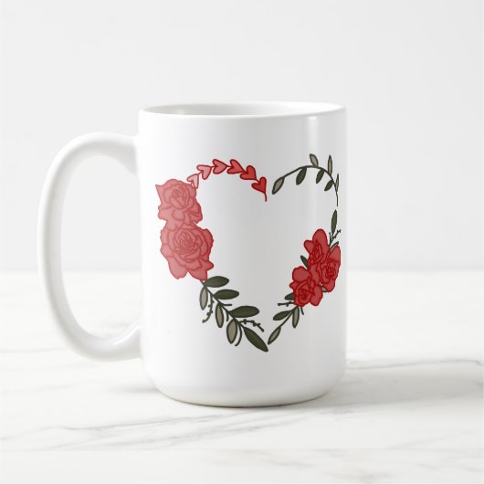 Liebliche Rose Herz Kaffeetasse (Links)