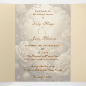 Liebliche Rose Hochzeit Dreifach Gefaltete Einladung (Innenseite Mitte)