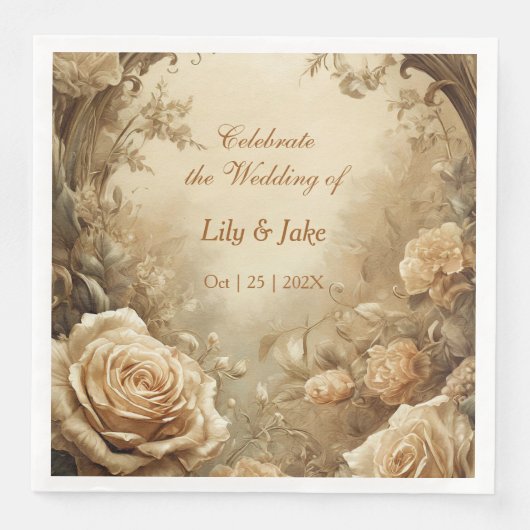 Liebliche Rose-Hochzeit Serviette (Vorderseite)