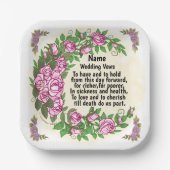 Liebliche Rose Hochzeiten Vows Papier Teller (Vorderseite)