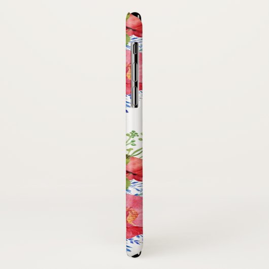 Liebliche rote Pflaumen mit blauen Schmetterlingen Case-Mate iPhone Hülle (Hinten/Links)