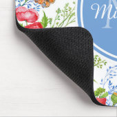 Liebliche rote Pflaumen mit blauen Schmetterlingen Mousepad (Ecke)