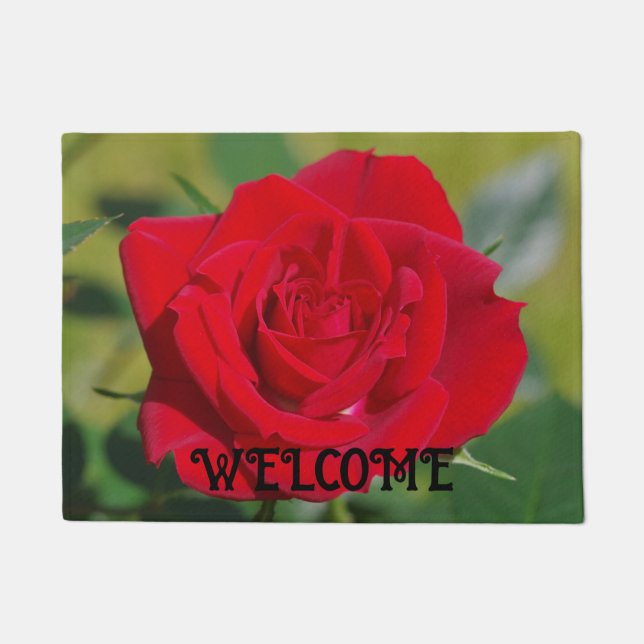 Liebliche Rote Rose Door Mat Fußmatte (Vorderseite)