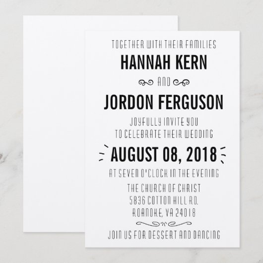 Liebliche Rustikale Hochzeit Einladung (Vorne/Hinten)