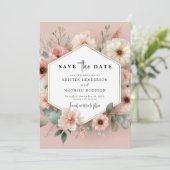Liebliche Rustikale Rosa Blumenzehen Save The Date (Stehend Vorderseite)
