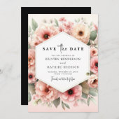 Liebliche Rustikale Rosa Blumenzehen Save The Date (Vorne/Hinten)