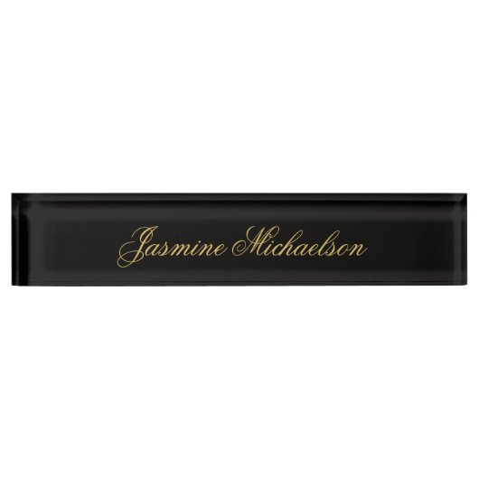 Liebliche Schicke Kalligrafie Name Schwarz & Gold Namensplakette (Vorderseite)