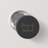 Liebliche Schicke Kalligrafie-Paarnamen Grau & Gol Button (Vorne & Hinten)