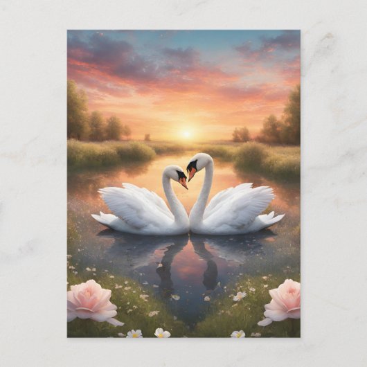 Liebliche Schwäne Postkarte (Vorderseite)