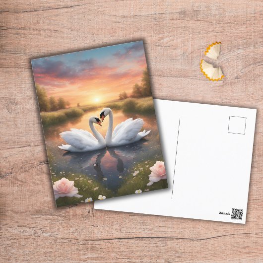 Liebliche Schwäne Postkarte