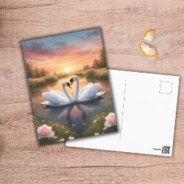 Liebliche Schwäne Postkarte
