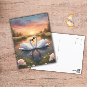 Liebliche Schwäne Postkarte