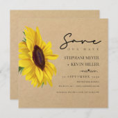 Liebliche Sonnenblume Rustic Kraft Papier Hochzeit Save The Date (Vorne/Hinten)
