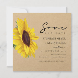 Liebliche Sonnenblume Rustic Kraft Papier Hochzeit Save The Date