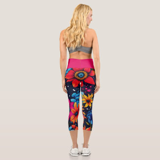 Liebliche süße Blume und Rose Capri Leggings