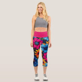 Liebliche süße Blume und Rose Capri Leggings (Vorderseite)
